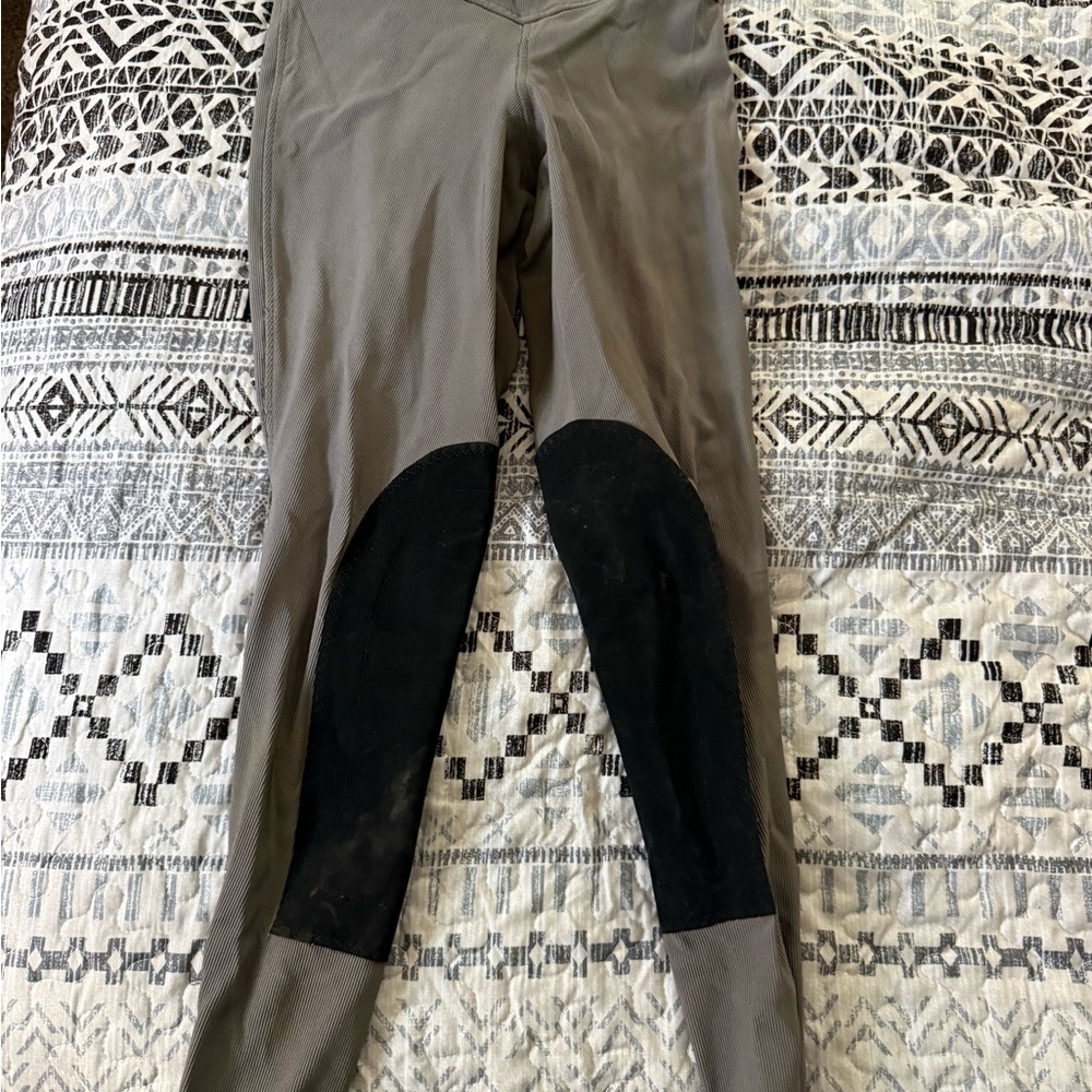 Kerrits Olive Green Full Seat Riding Tights with Black Knee Patches